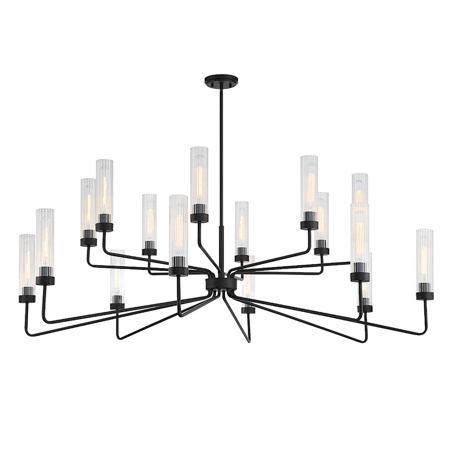 16 Light Chandelier, Matte Black