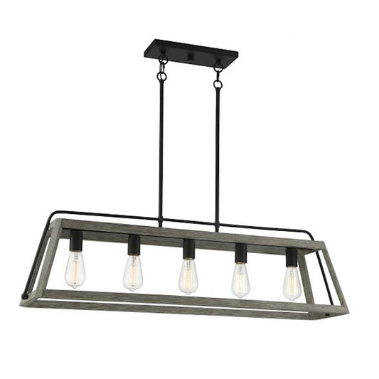 Savoy House Hasting 5-Light Linear Chandelier, Noblewood/Iron - 1-8892-5-101