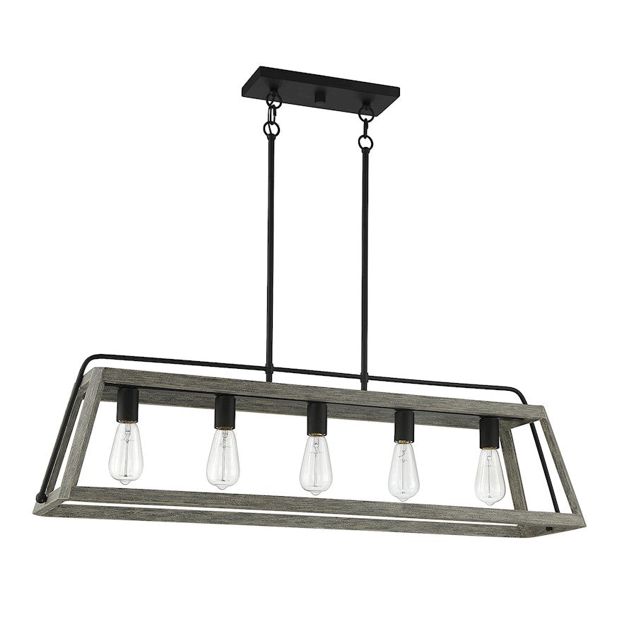 5-Light Linear Chandelier, Noblewood