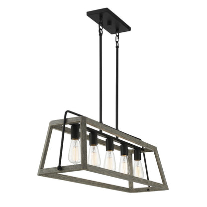 5-Light Linear Chandelier, Noblewood