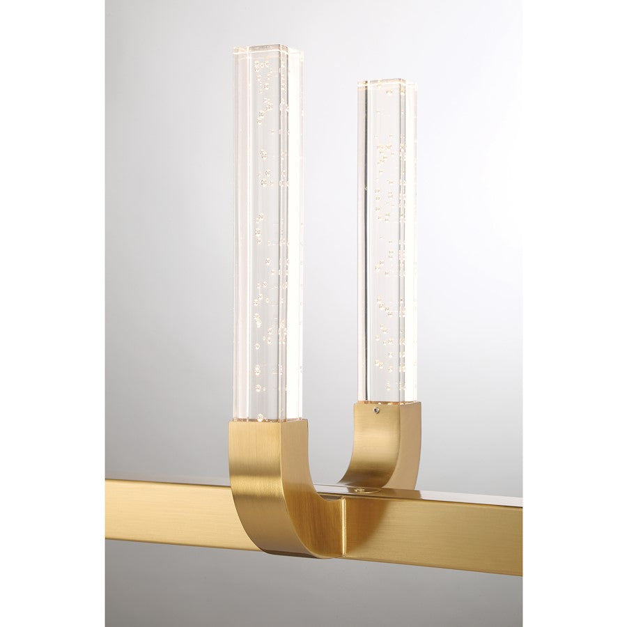 8 Light LED Linear Chandelier, Warm Brass