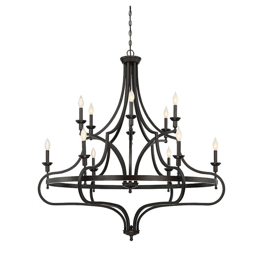 12 Light Chandelier, English Bronze