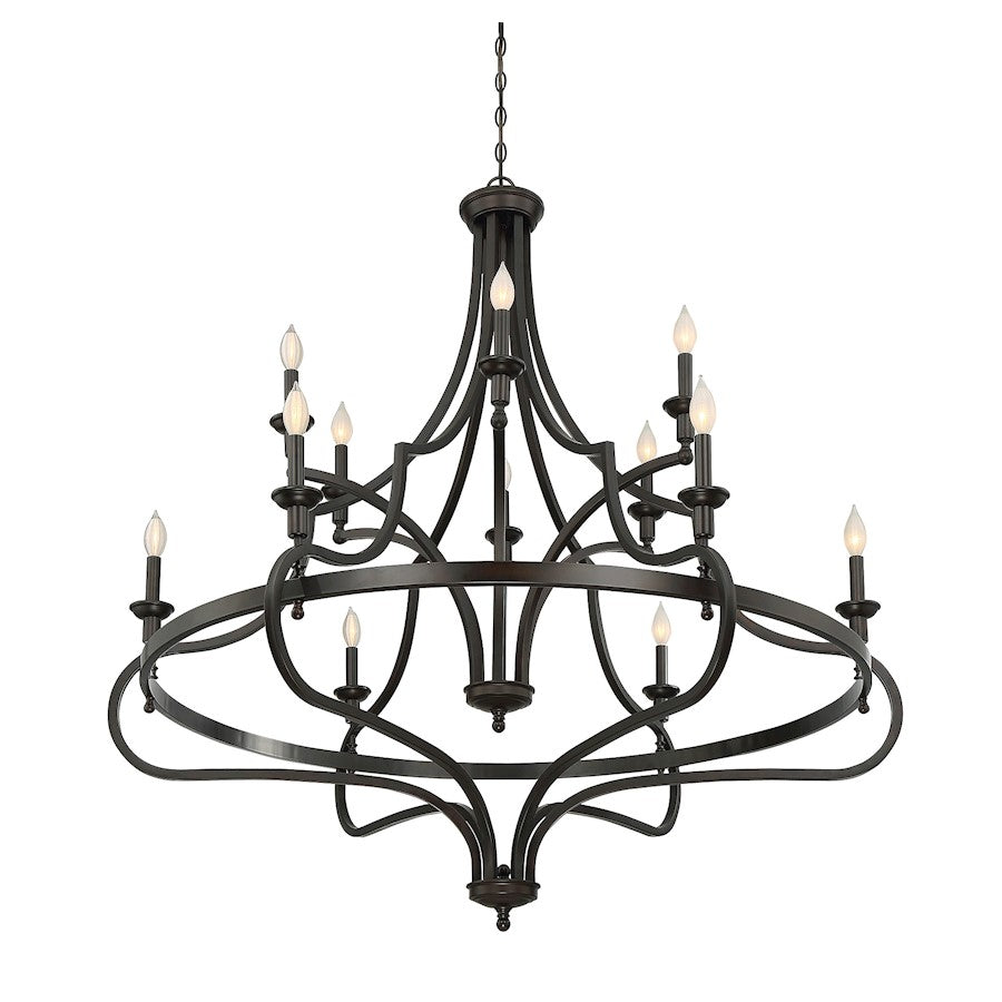 12 Light Chandelier, English Bronze