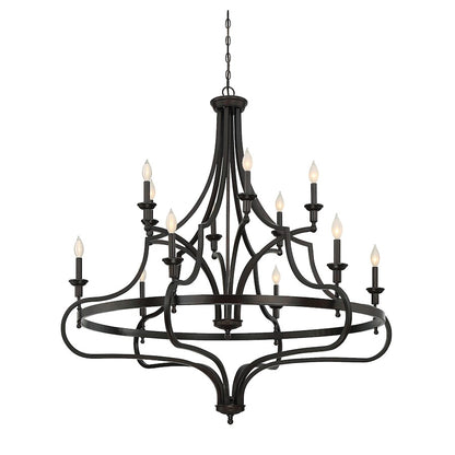 12 Light Chandelier, English Bronze