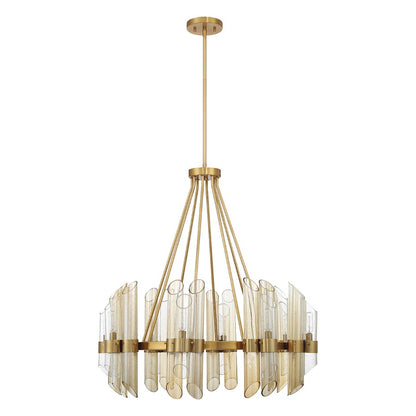 8 Light Chandelier, Warm Brass