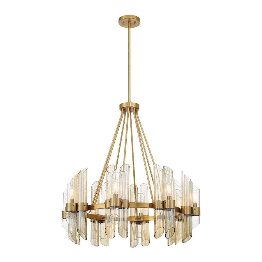 8 Light Chandelier, Warm Brass