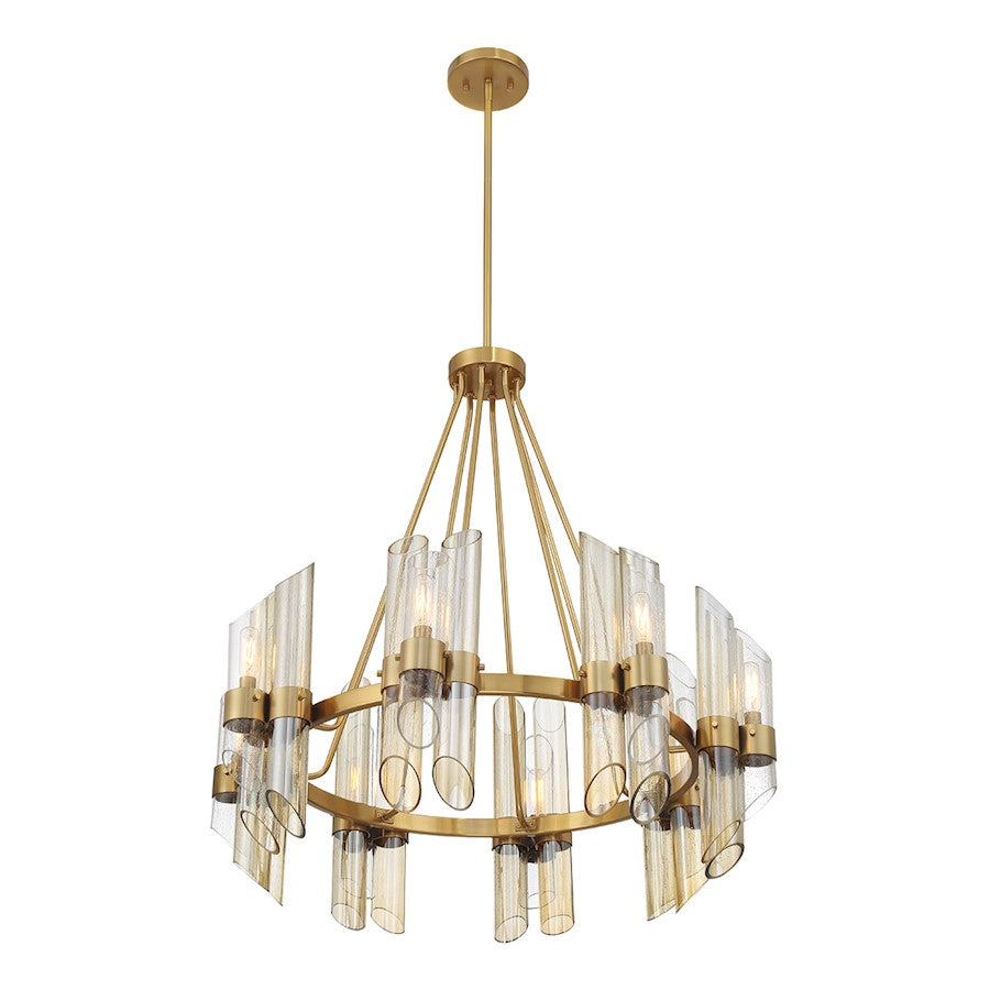 8 Light Chandelier, Warm Brass