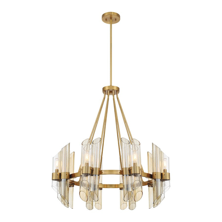 8 Light Chandelier, Warm Brass