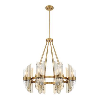 8 Light Chandelier, Warm Brass