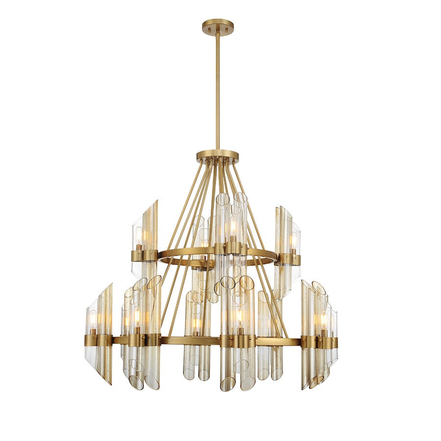 12 Light Chandelier, Warm Brass