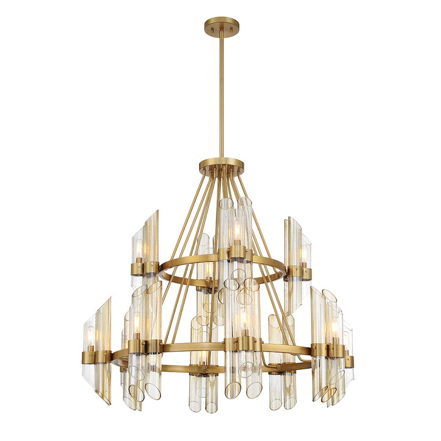 12 Light Chandelier, Warm Brass