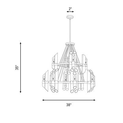 12 Light Chandelier, Warm Brass
