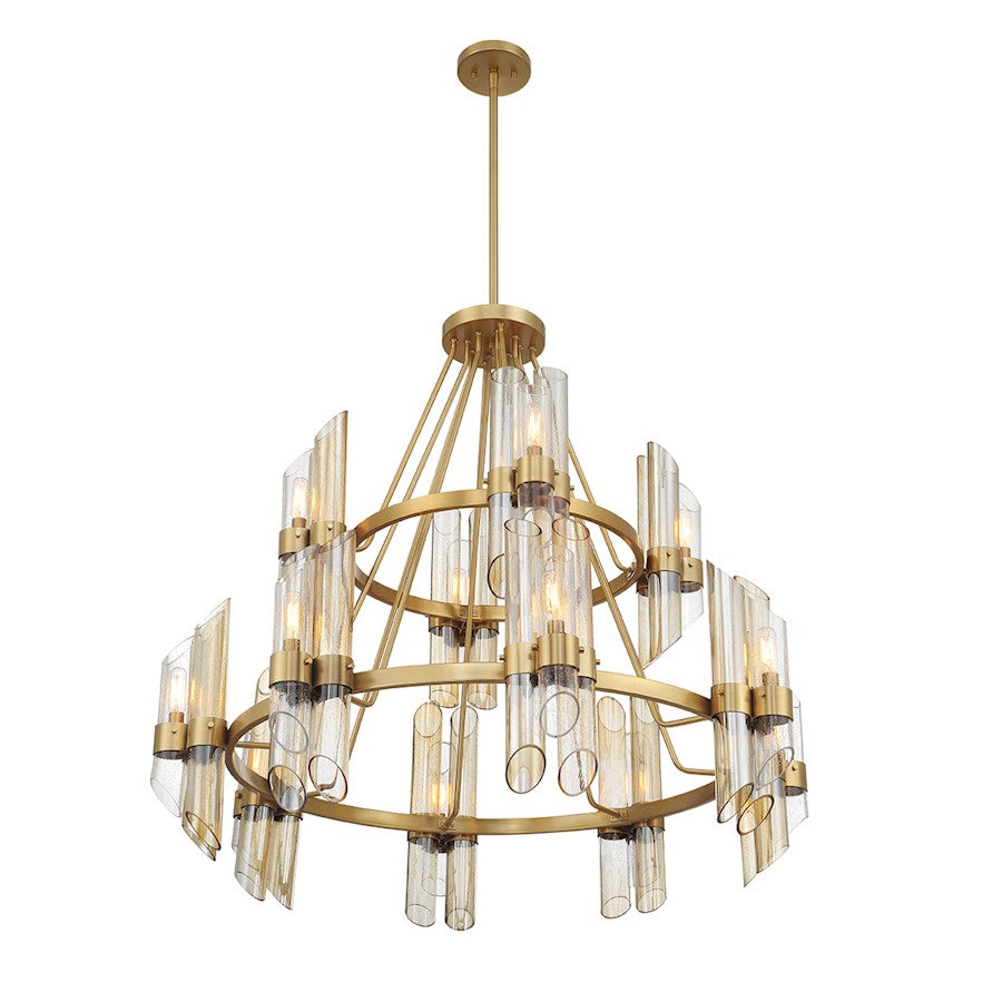 12 Light Chandelier, Warm Brass