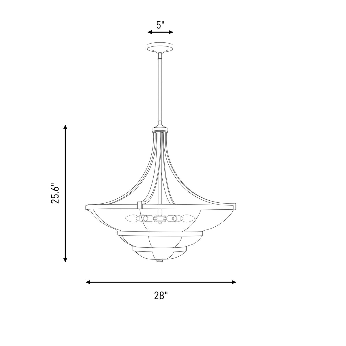 Savoy House Constantine 4Lt Chandelier, Sheer, Warm Brass