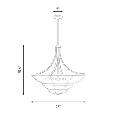 Savoy House Constantine 4Lt Chandelier, Sheer, Warm Brass