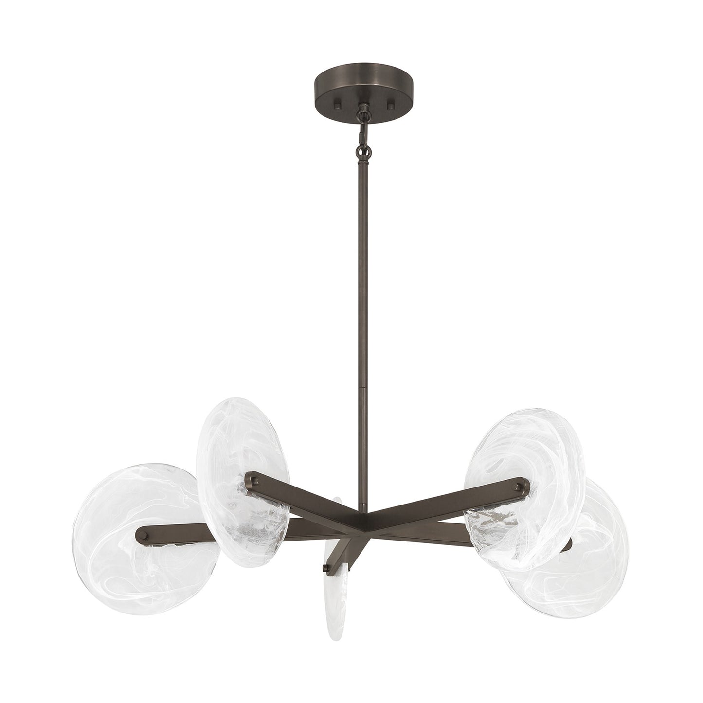 Savoy House Ainslie 30in 5-Light LED Chandelier | Modern Mediterranean Bronze Metal and Strie Glass | Dining Room & Living Room | 30 in | Model 1-9305-5-15