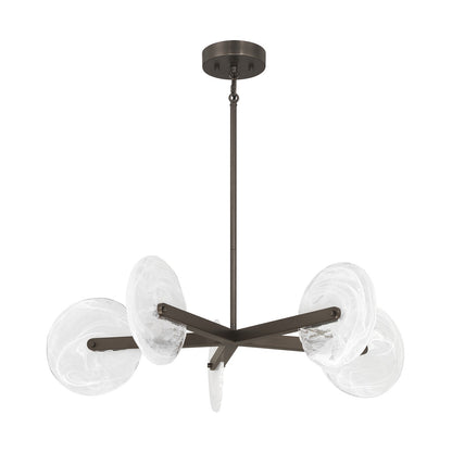 Savoy House Ainslie 30in 5-Light LED Chandelier | Modern Mediterranean Bronze Metal and Strie Glass | Dining Room & Living Room | 30 in | Model 1-9305-5-15