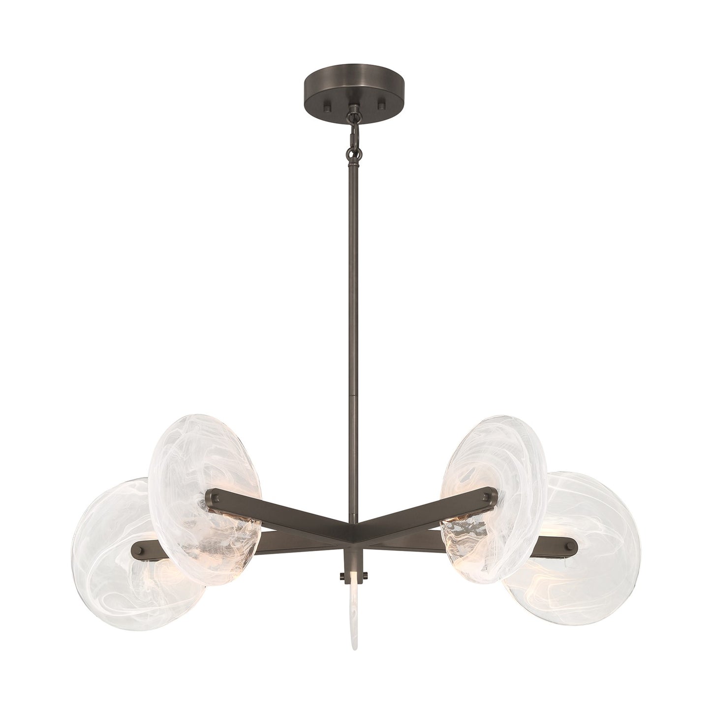 Savoy House Ainslie 30in 5-Light LED Chandelier | Modern Mediterranean Bronze Metal and Strie Glass | Dining Room & Living Room | 30 in | Model 1-9305-5-15