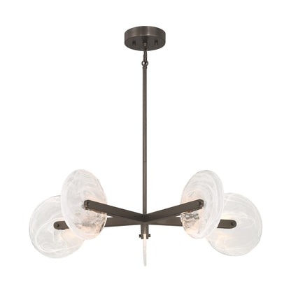 Savoy House Ainslie 30in 5-Light LED Chandelier | Modern Mediterranean Bronze Metal and Strie Glass | Dining Room & Living Room | 30 in | Model 1-9305-5-15