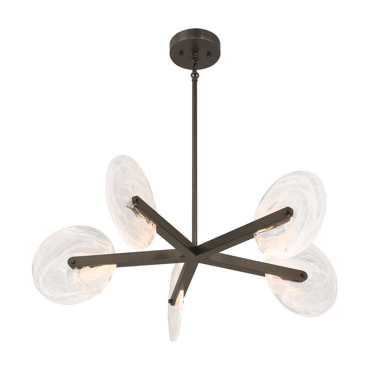 Savoy House Ainslie 30in 5-Light LED Chandelier | Modern Mediterranean Bronze Metal and Strie Glass | Dining Room & Living Room | 30 in | Model 1-9305-5-15