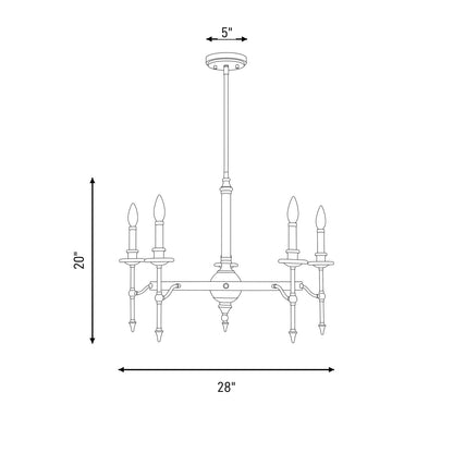 Savoy House Consulate 5Lt Chandelier, Matte Black and Warm Brass