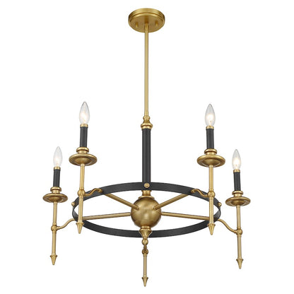 Savoy House Consulate 5Lt Chandelier, Matte Black and Warm Brass