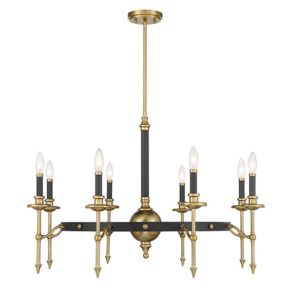 Savoy House Consulate 8Lt Chandelier, Matte Black and Warm Brass - 1-9512-8-143
