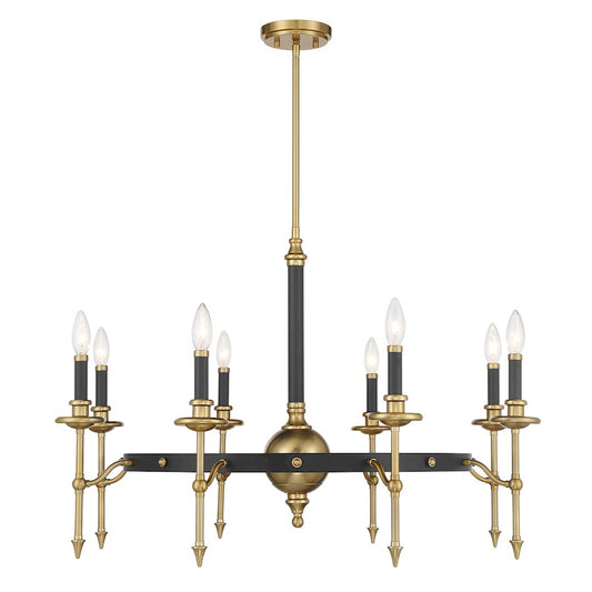 Savoy House Consulate 8Lt Chandelier, Matte Black and Warm Brass - 1-9512-8-143