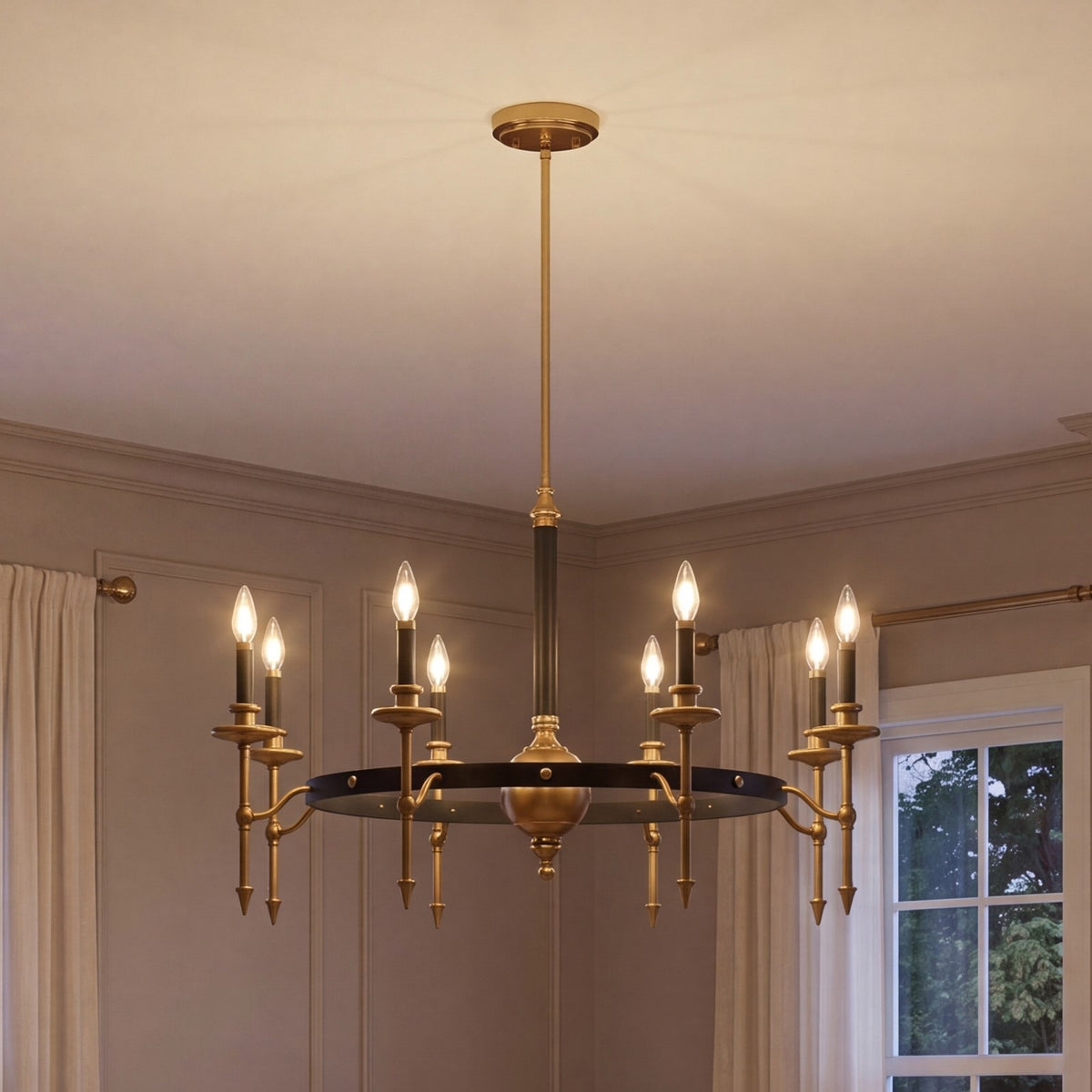 Savoy House Consulate 8Lt Chandelier, Matte Black and Warm Brass