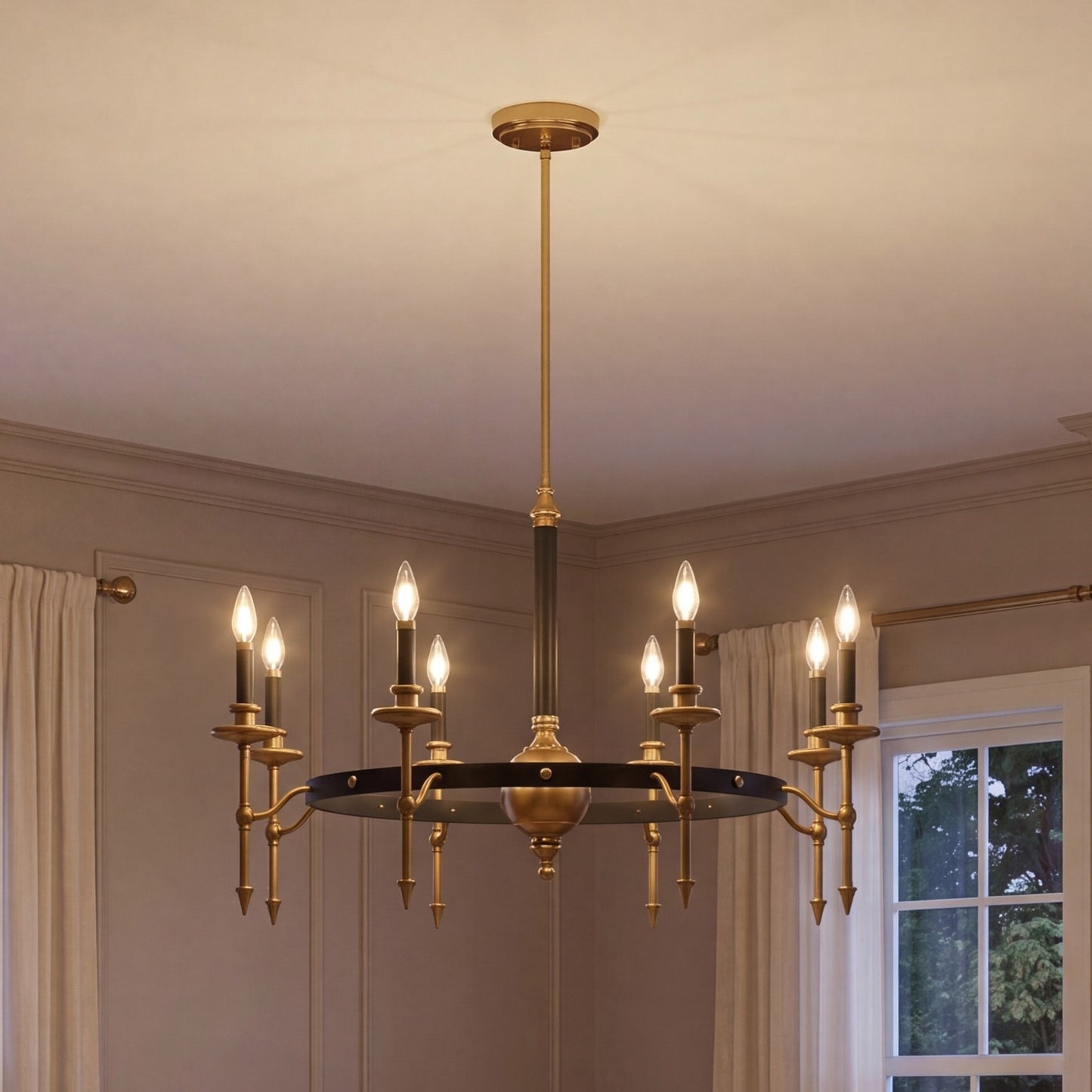 Savoy House Consulate 8Lt Chandelier, Matte Black and Warm Brass