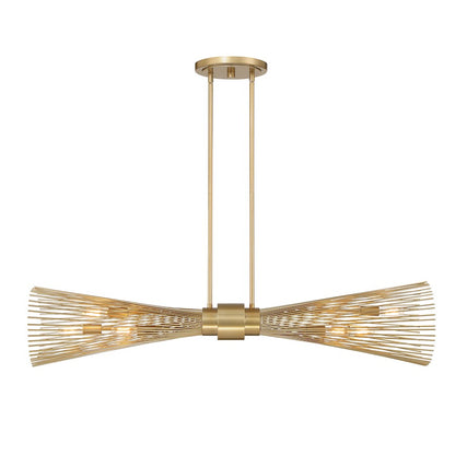 6 Light Linear Chandelier, Burnished Brass
