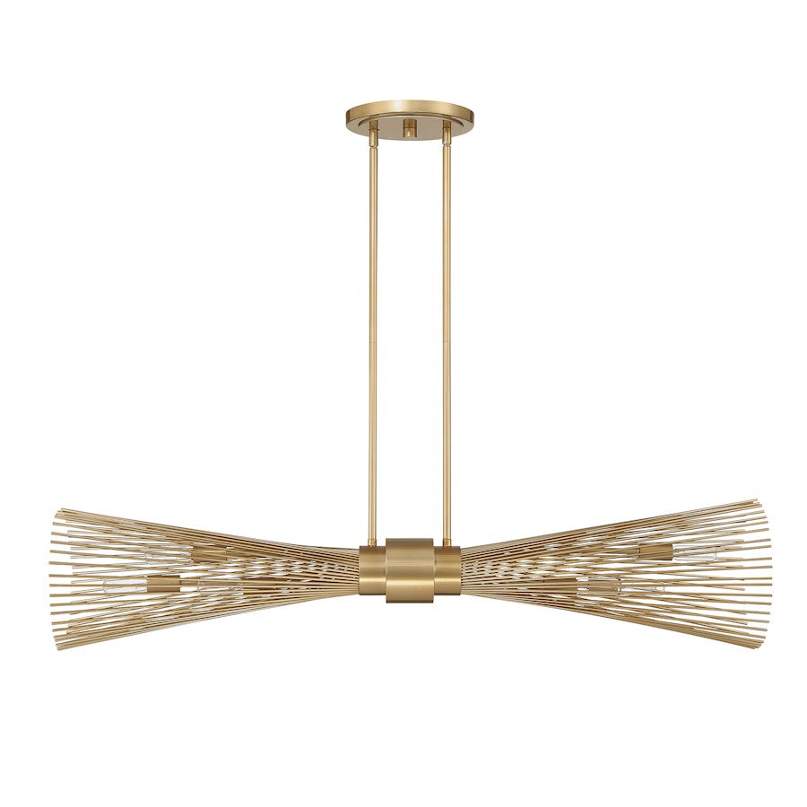 6 Light Linear Chandelier, Burnished Brass