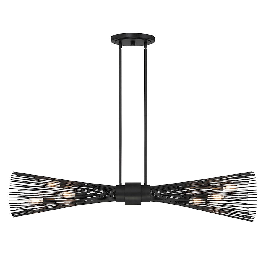 6 Light Linear Chandelier, Matte Black