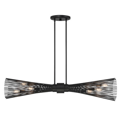6 Light Linear Chandelier, Matte Black