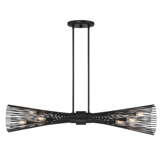 6 Light Linear Chandelier, Matte Black