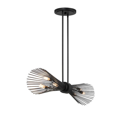6 Light Linear Chandelier, Matte Black