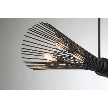 6 Light Linear Chandelier, Matte Black