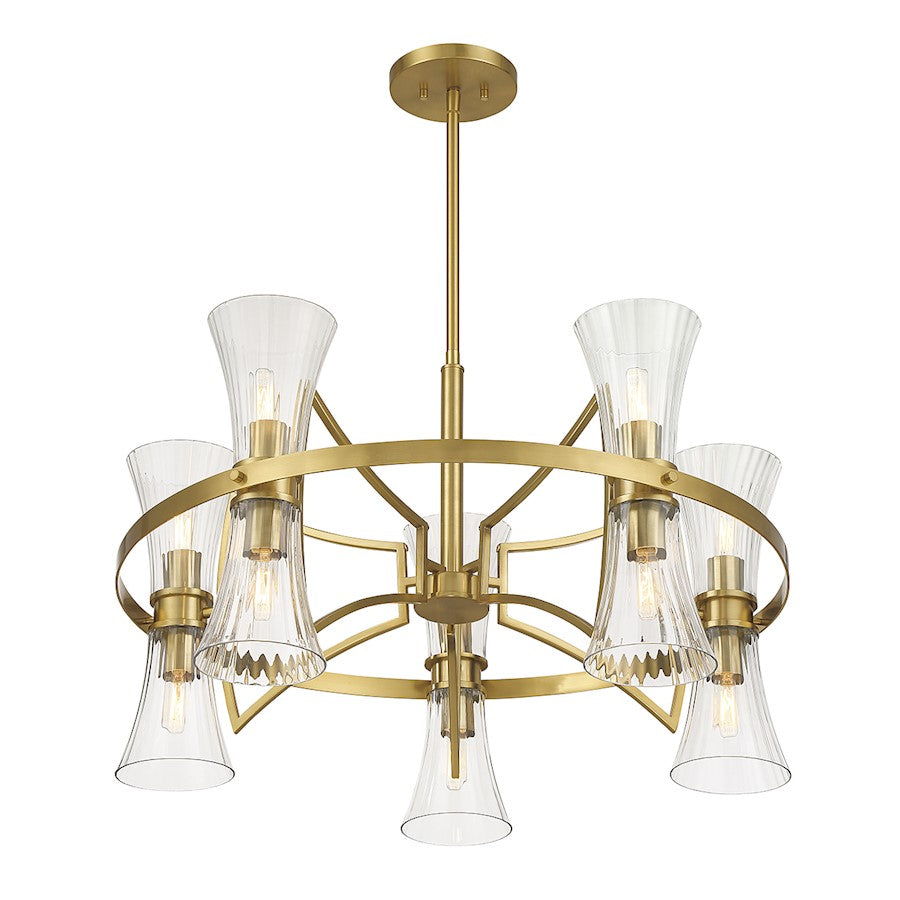 10 Light Chandelier, Warm Brass