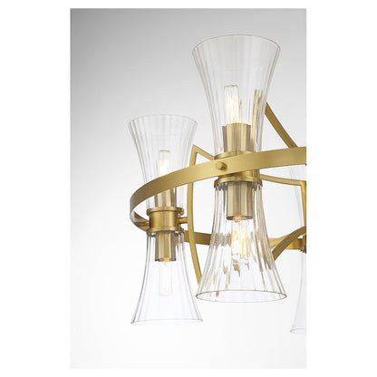 10 Light Chandelier, Warm Brass