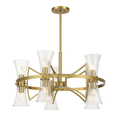 10 Light Chandelier, Warm Brass
