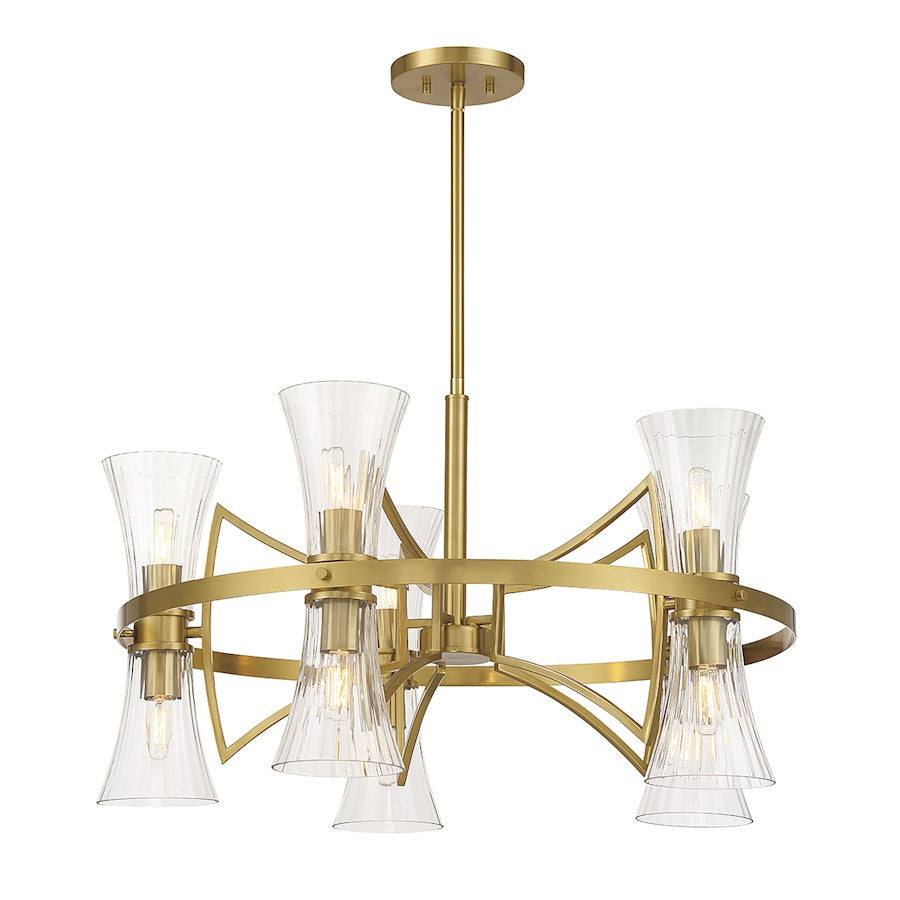 10 Light Chandelier, Warm Brass