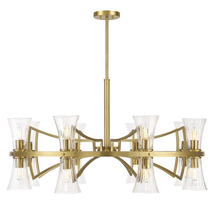 10 Light Chandelier, Warm Brass