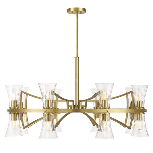 10 Light Chandelier, Warm Brass