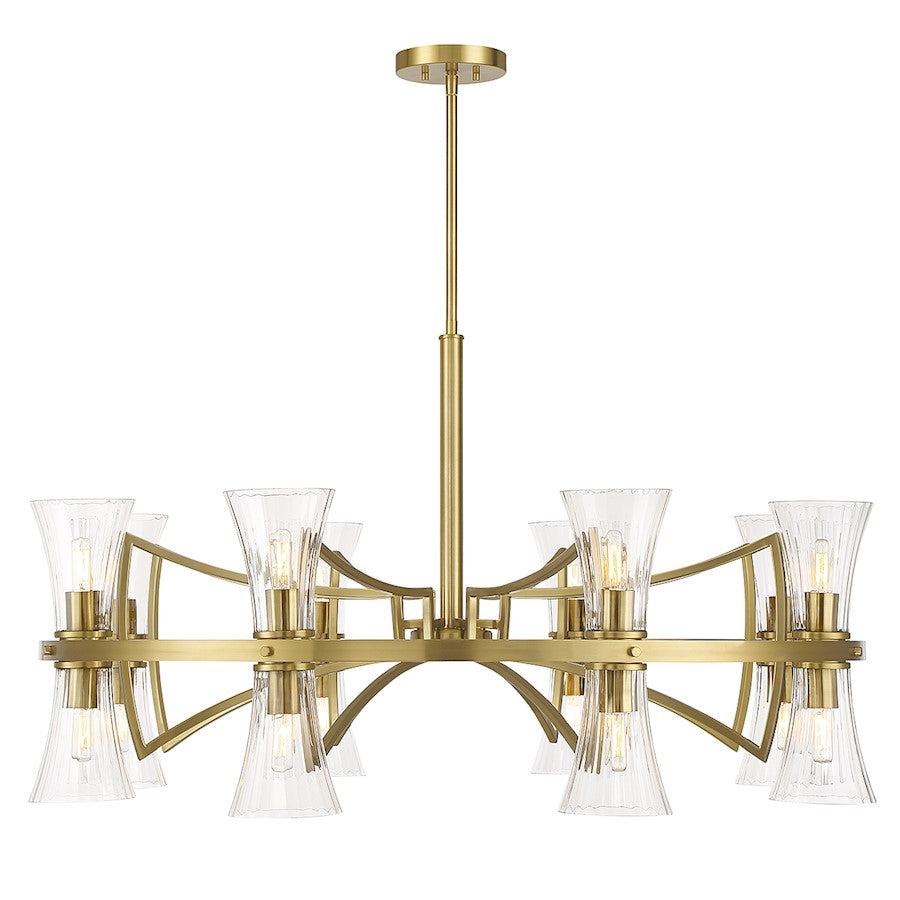 10 Light Chandelier, Warm Brass