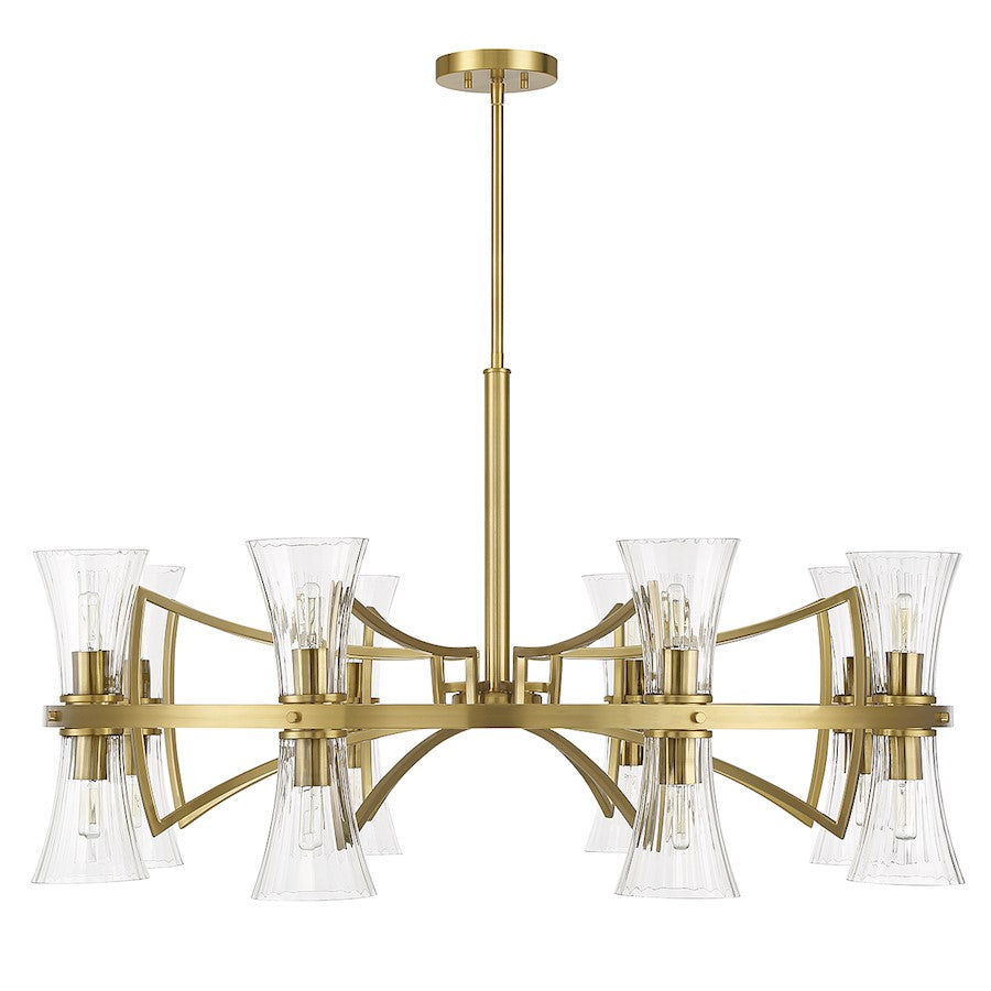 16 Light Chandelier, Warm Brass