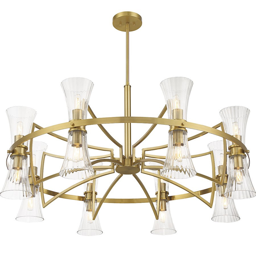 10 Light Chandelier, Warm Brass