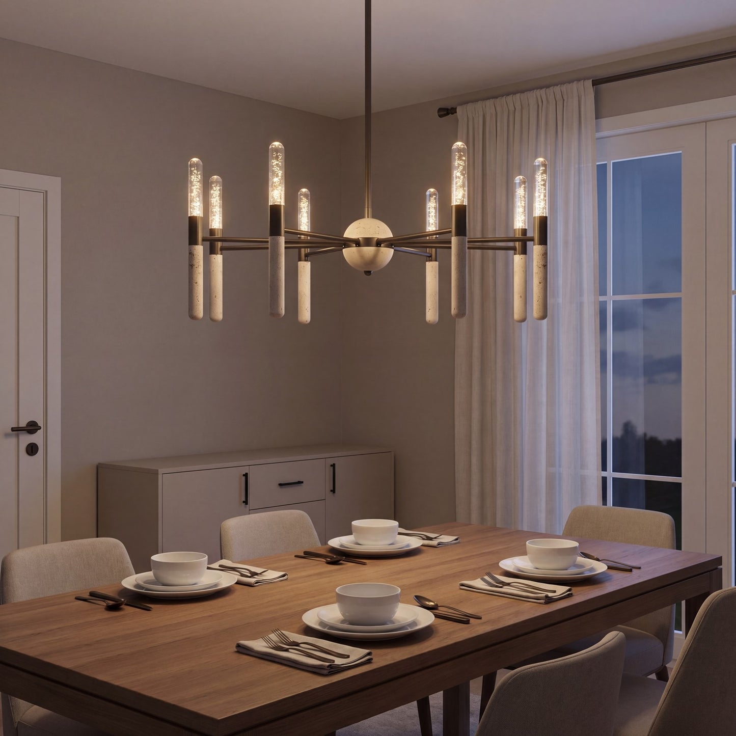 Savoy House Linden 8Lt Chandelier, Bronze/Clear Seeded