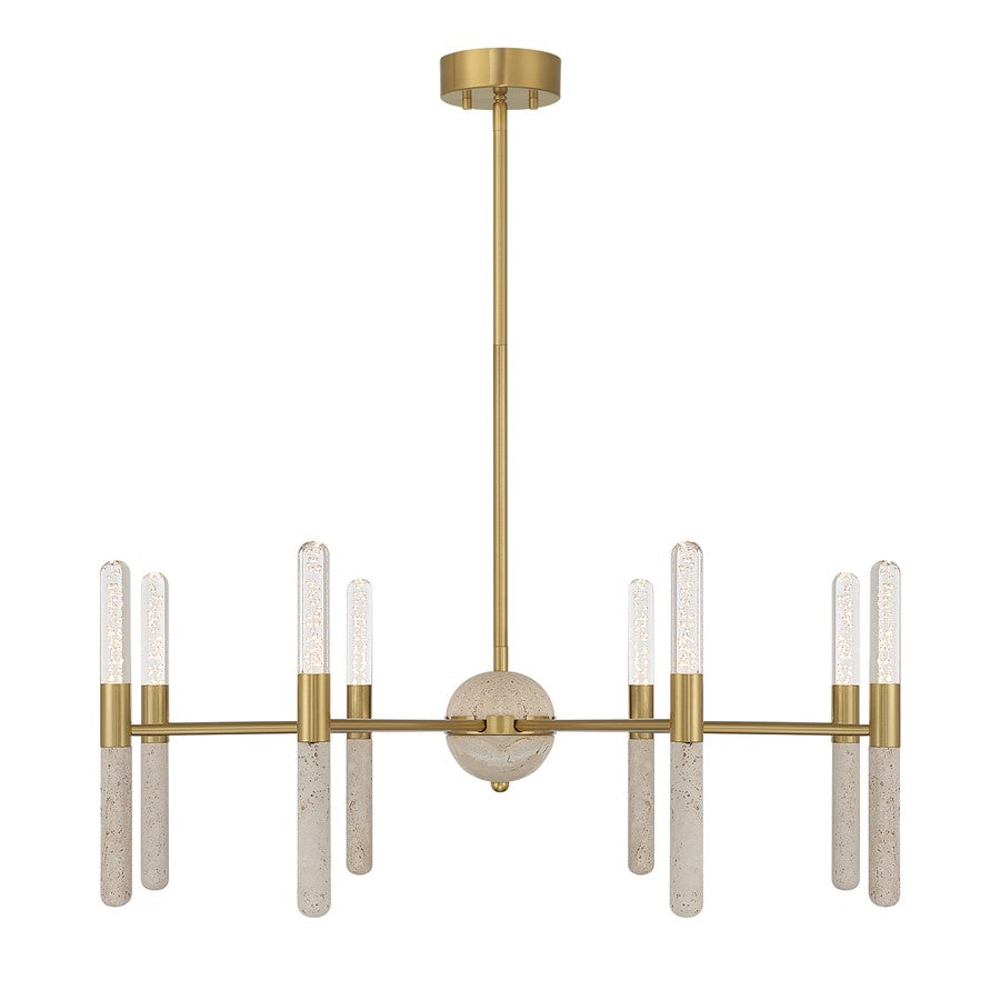 Savoy House Linden 8 Lt Chandelier, Clear Seeded, Warm Brass
