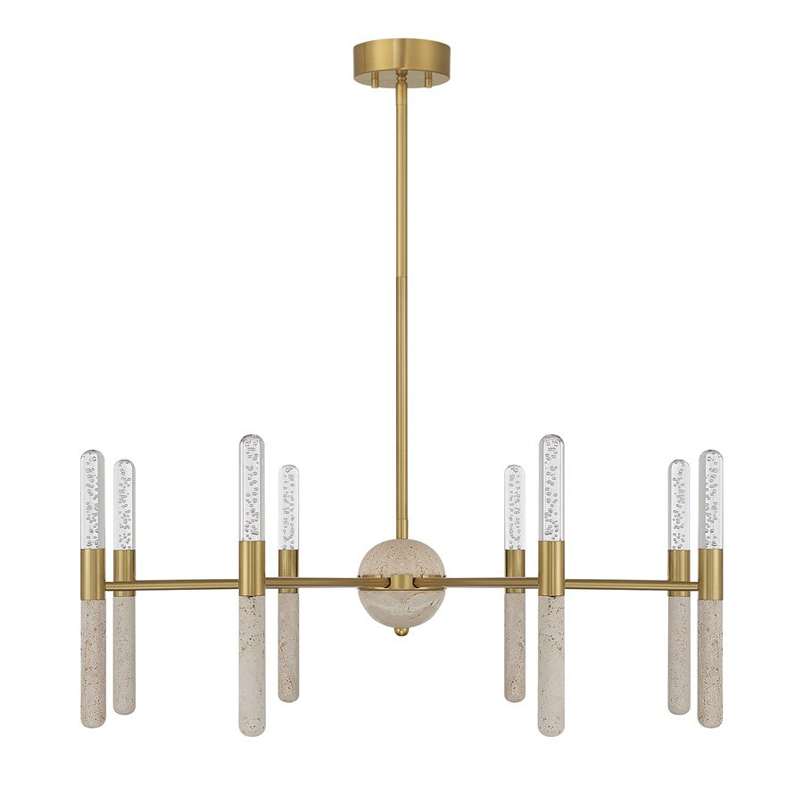 Savoy House Linden 8 Lt Chandelier, Clear Seeded, Warm Brass