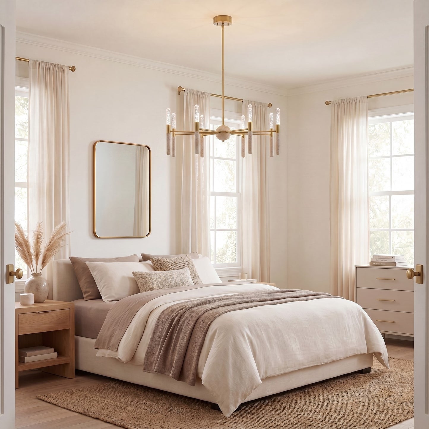 Savoy House Linden 8 Lt Chandelier, Clear Seeded, Warm Brass